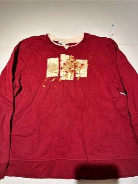 breckenridge Red Long-Sleeve Crewneck Sweater with Tree Graphic